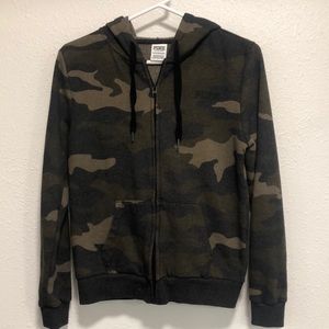 PINK Victoria’s Secret Camo Zip Up Hoodie Size XS